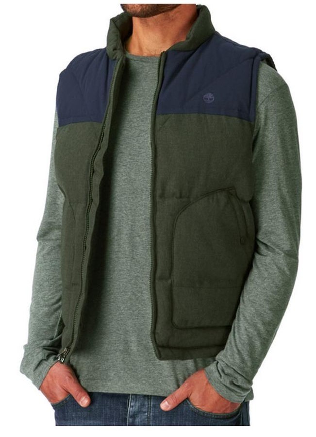 Timberland Men's Jacket FIELD MOUNTAIN Vest Down Khaki Size M TL502 eBay